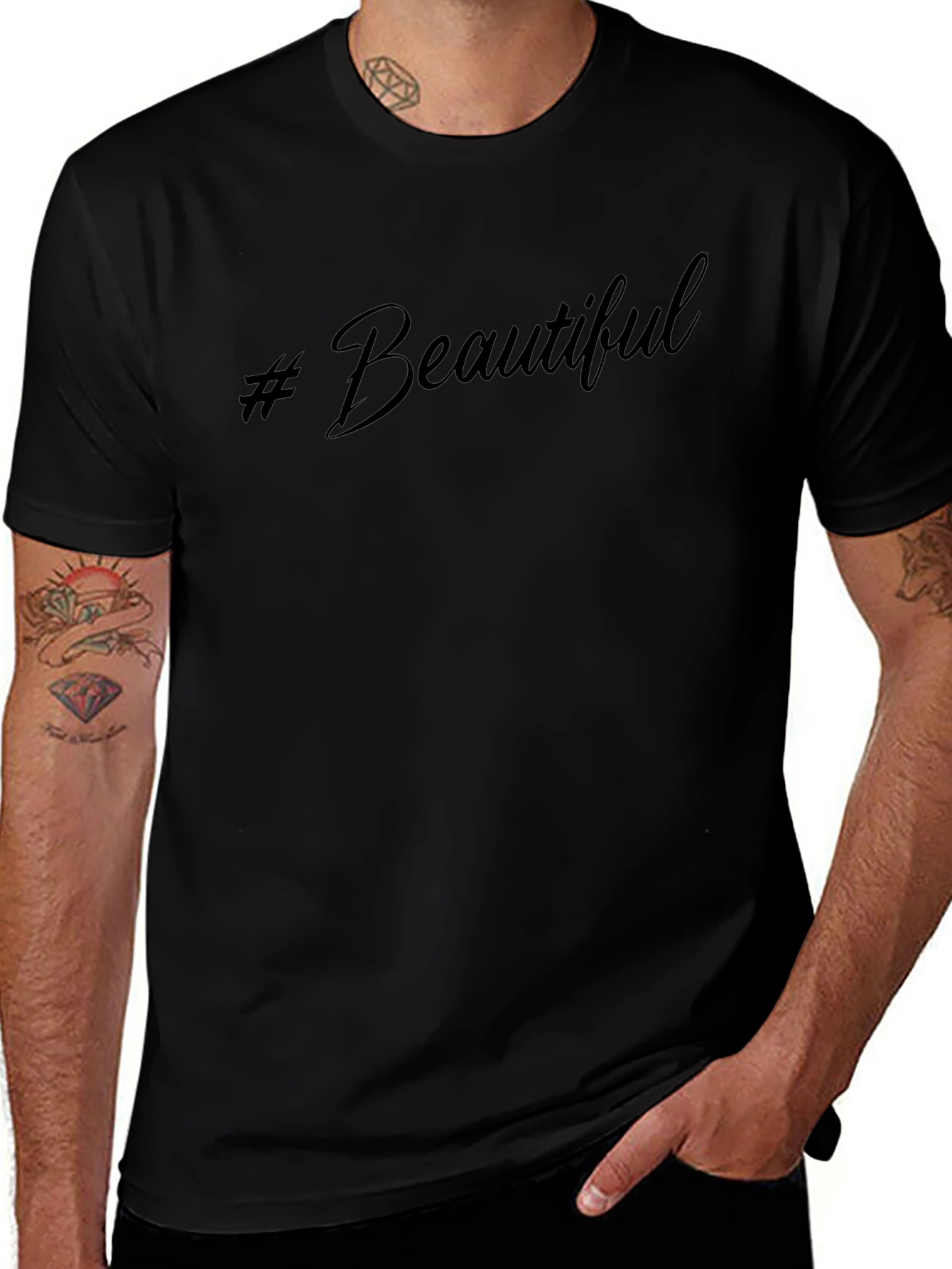 #Beautiful Black Graphic Tee - Stylish Casual Comfort