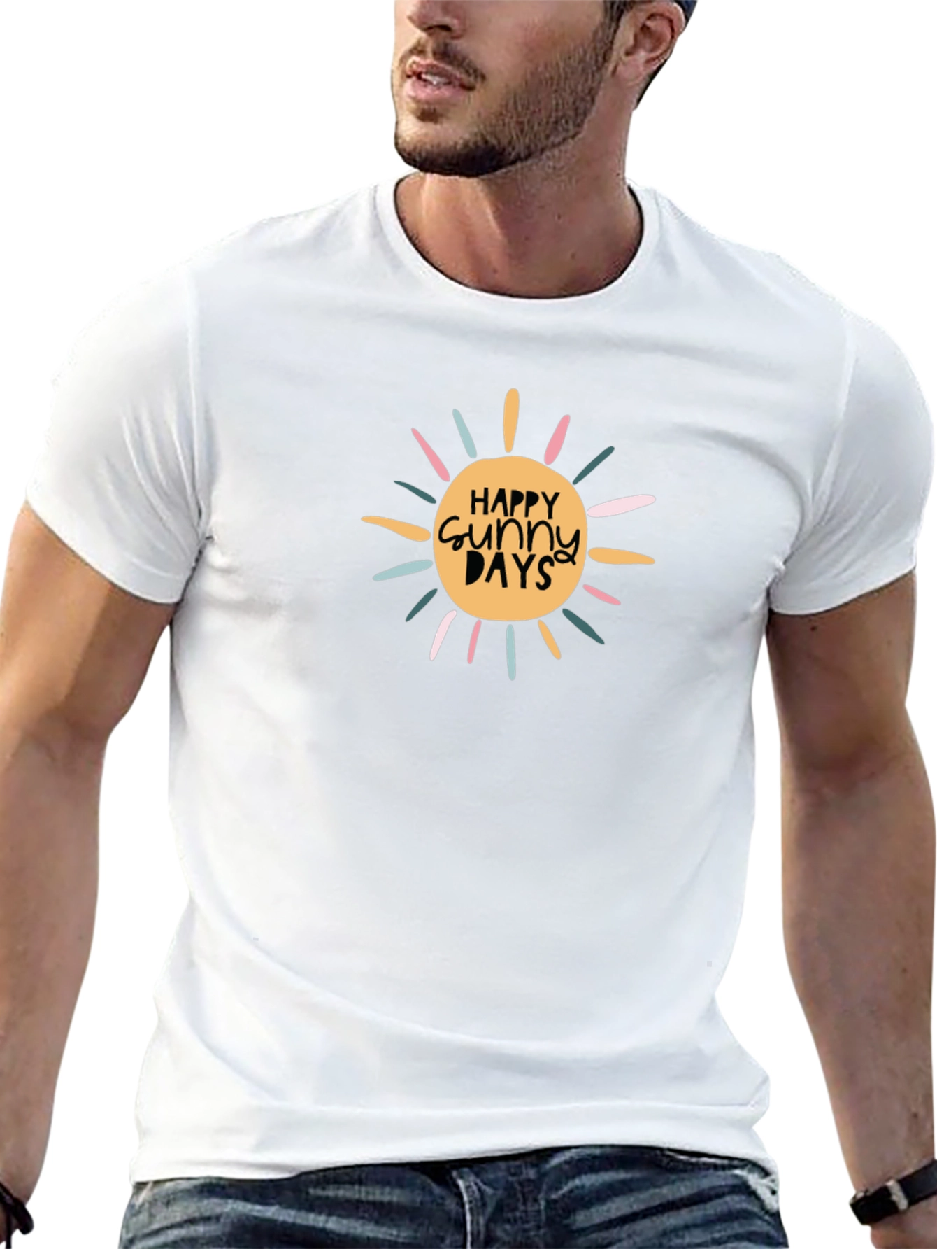 Happy Sunny Days Graphic T-Shirt - Black Cotton Tee