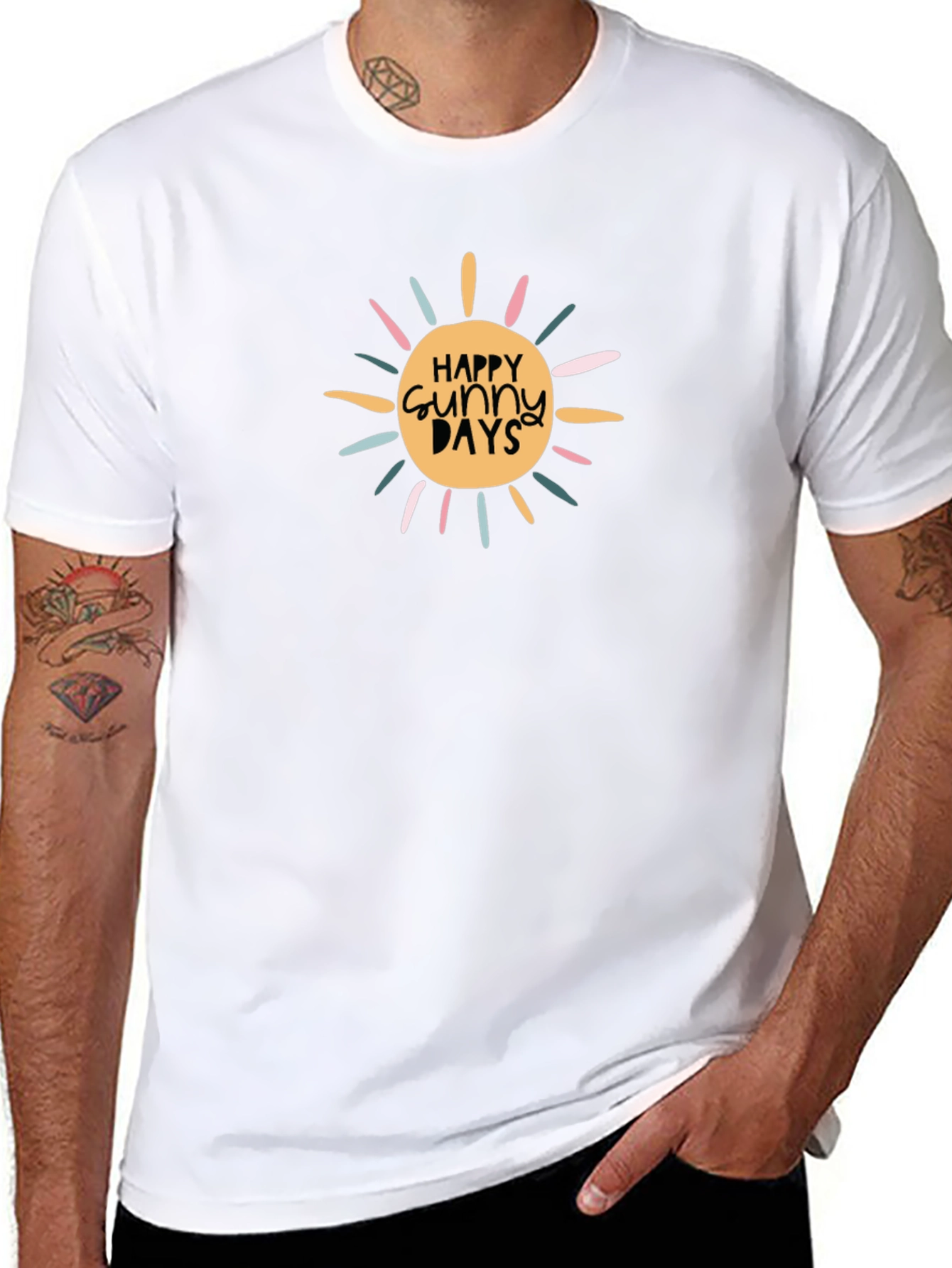 Happy Sunny Days Graphic T-Shirt - Black Cotton Tee