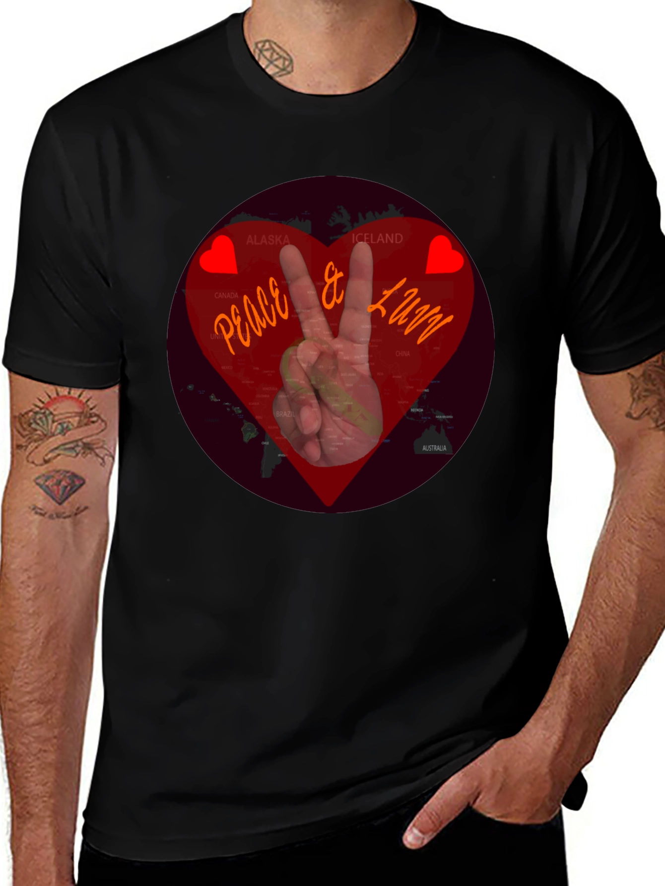 Peace & Luv Graphic Tee - Heart World Design