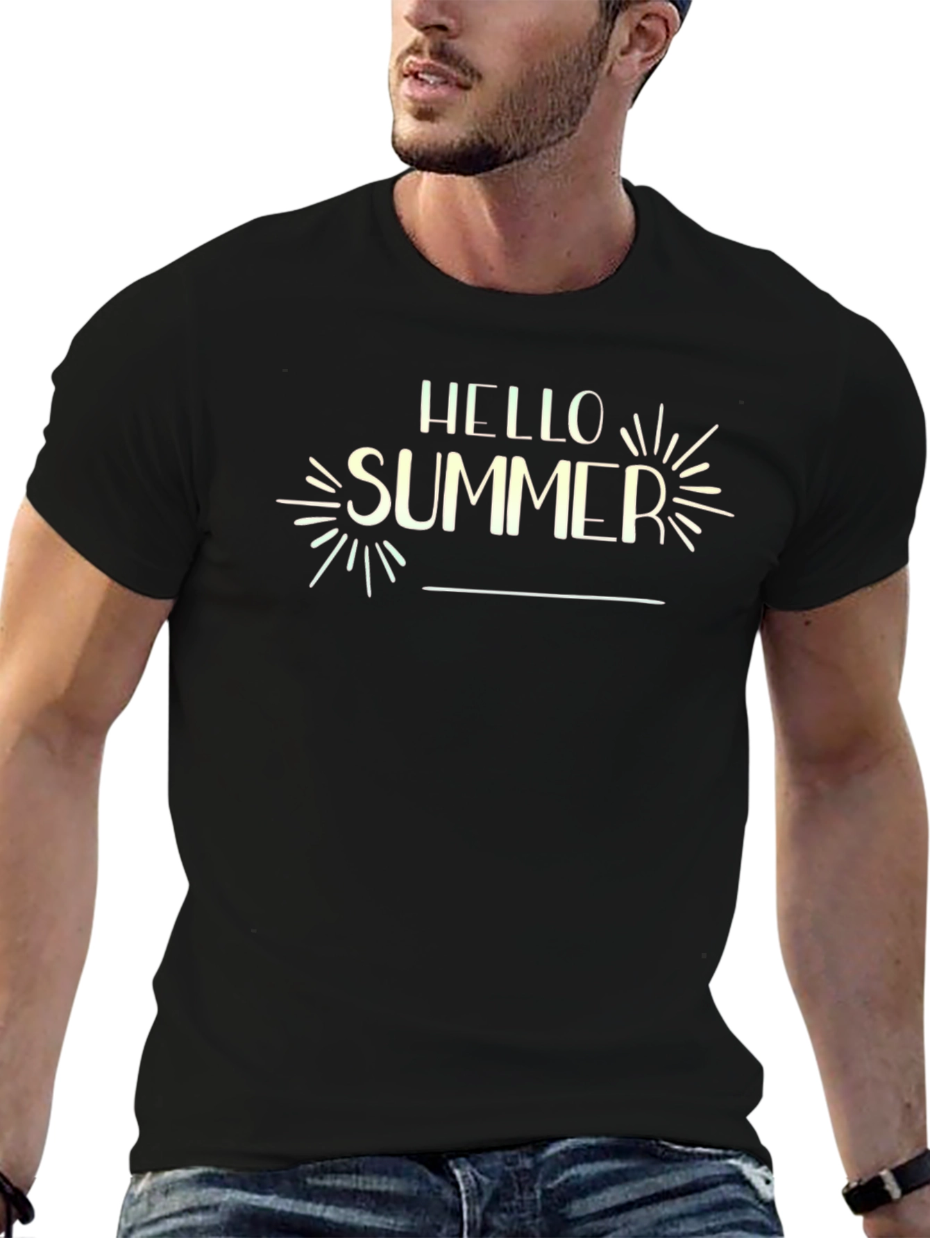 Hello Summer Graphic Black T-Shirt